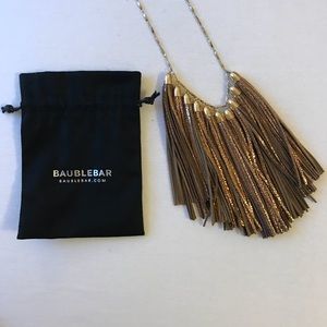 Baublebar Bronze Leather Tassel Statement Necklace
